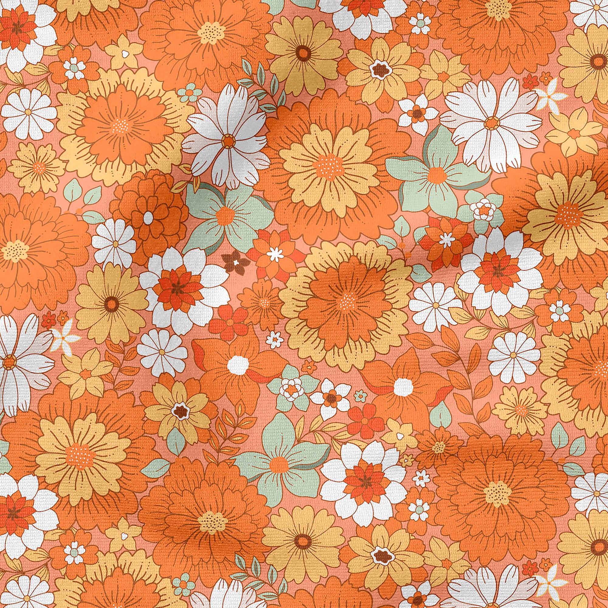 Fabric Editions Orange Retro Revival Cotton Fabric